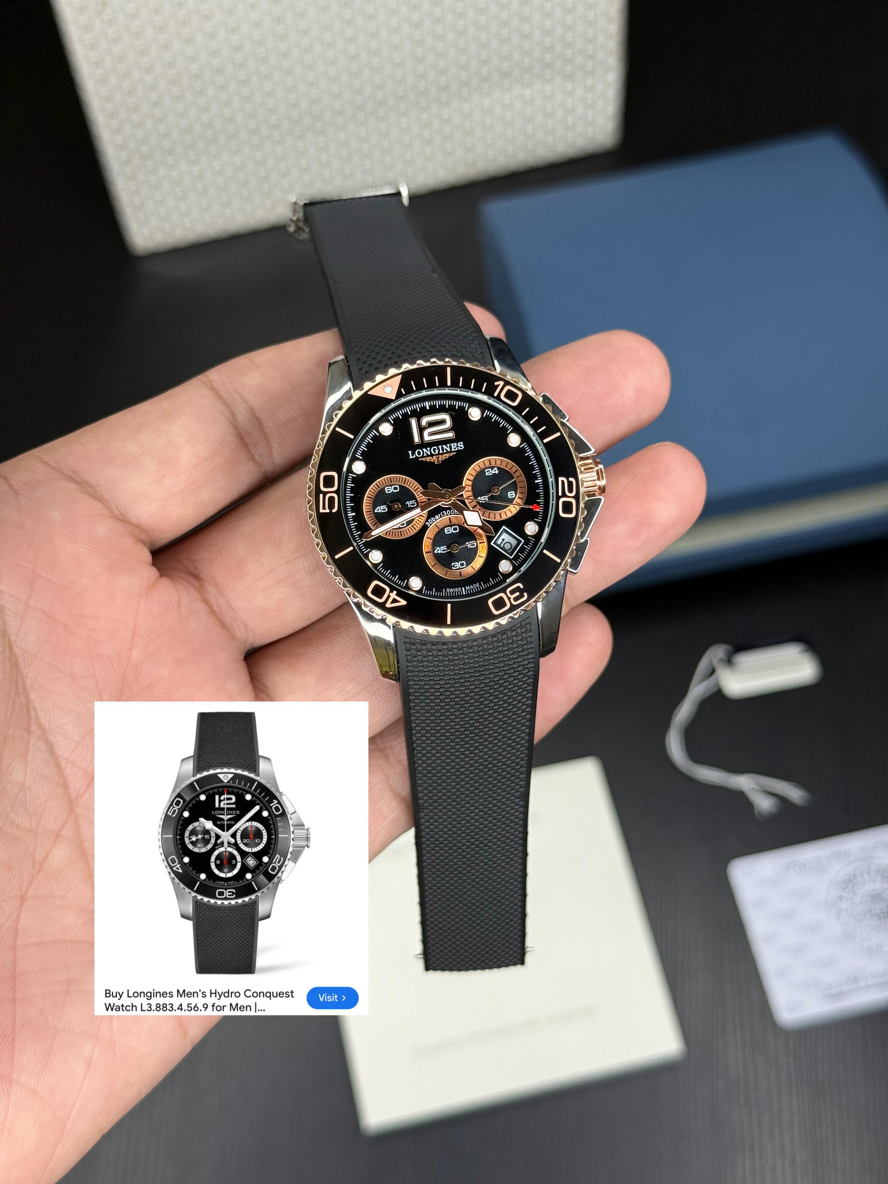 Longines HydroConquest Chronograph Black Dial Men's Watch