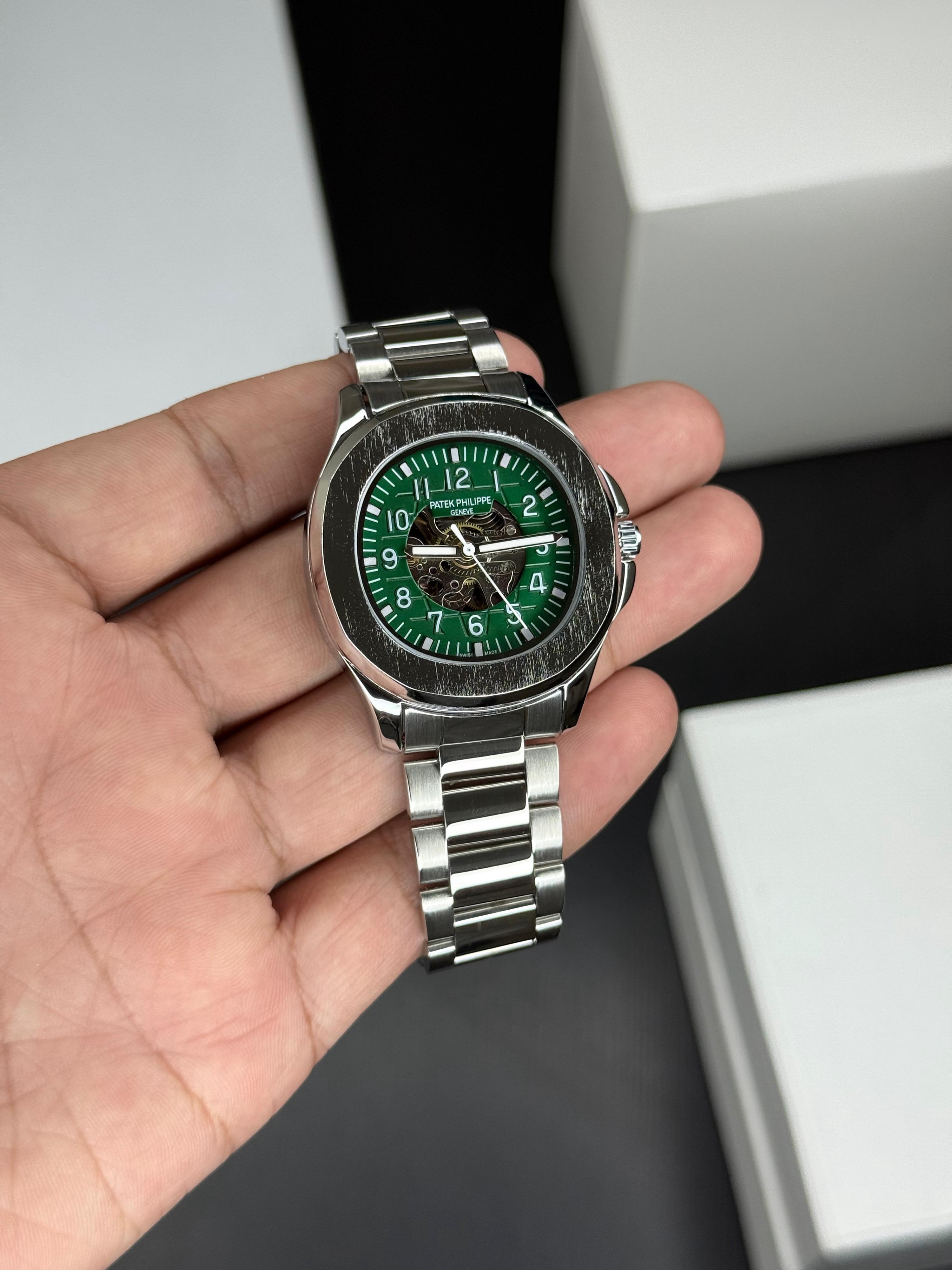 Patek philippe Mens Luxury Skeleton Automatic Mechanical Wrist Watch